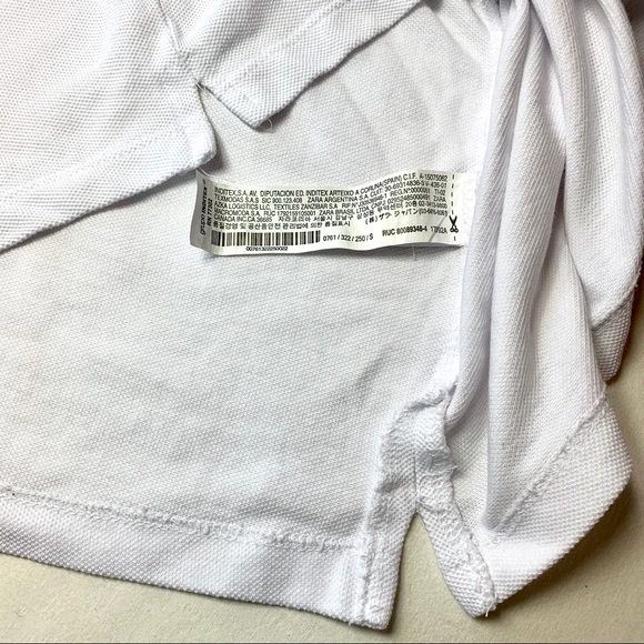 Zara Man White Polo silver zipper collar detail - Picture 5 of 6